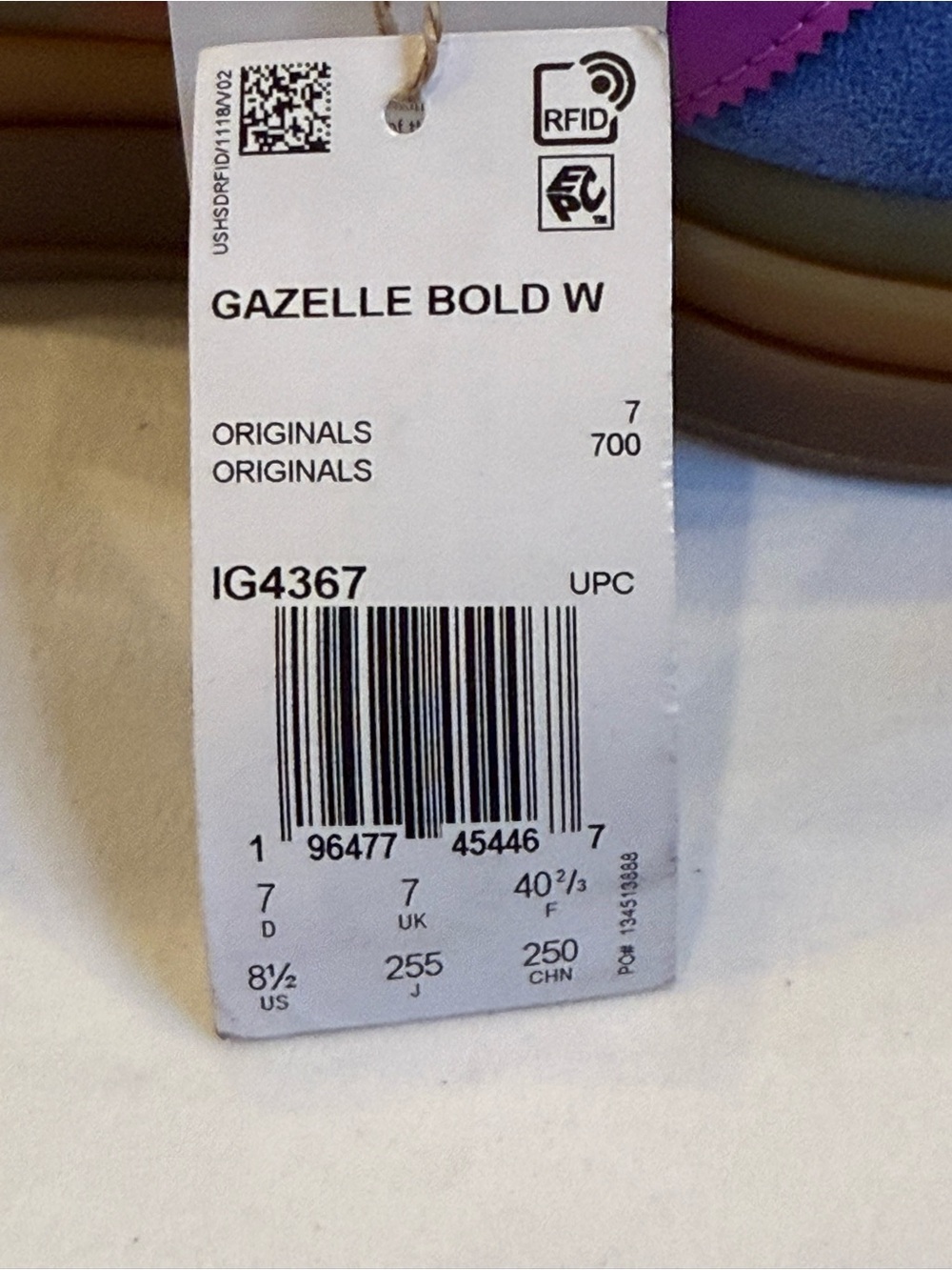 Adidas Gazelle Bold W Royal Blue Suede Pink Stripe Platform NWOB IG4367 Size 8.5 - Picture 12 of 16